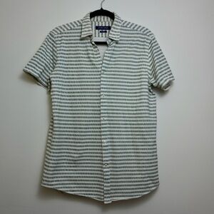 100% Cotton Zara Slim Fit Short Sleeve Striped Button Down